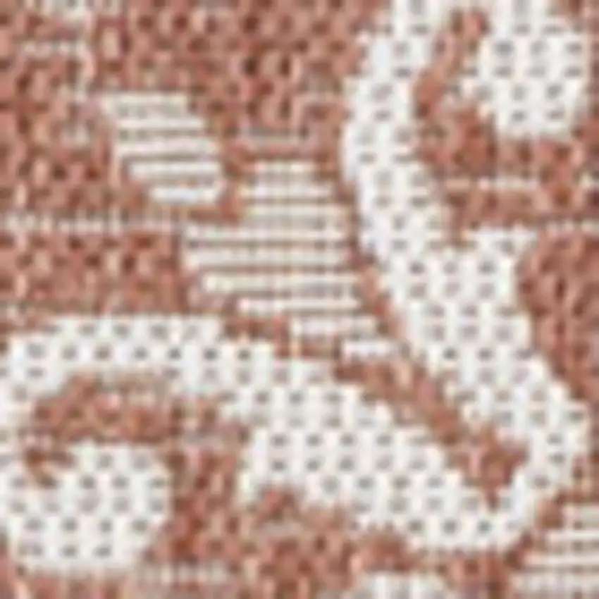 Salmon And Cream Floral Indoor Outdoor Area Rug Photo 2