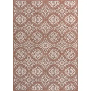 Photo of Salmon And Cream Floral Indoor Outdoor Area Rug