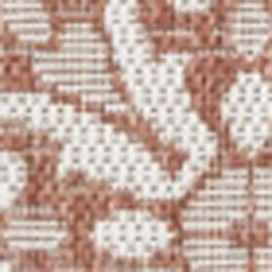 Salmon And Cream Floral Indoor Outdoor Area Rug Photo 2