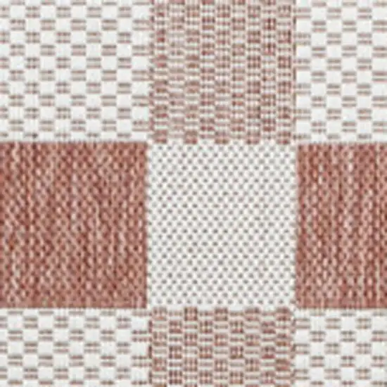 Salmon And Cream Geometric Indoor Outdoor Area Rug Photo 3