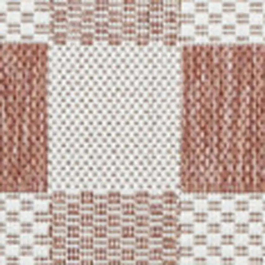 Salmon And Cream Geometric Indoor Outdoor Area Rug Photo 2