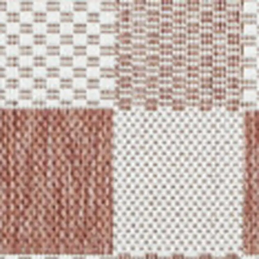 Salmon And Cream Geometric Indoor Outdoor Area Rug Photo 2