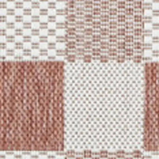 Salmon And Cream Geometric Indoor Outdoor Area Rug Photo 2