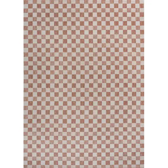 Salmon And Cream Geometric Indoor Outdoor Area Rug Photo 1