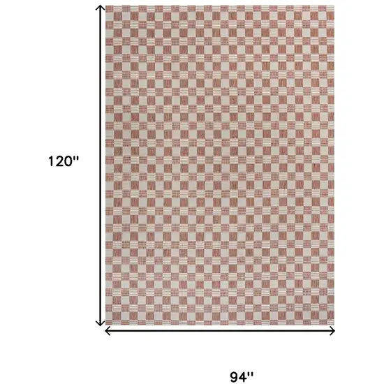 Salmon And Cream Geometric Indoor Outdoor Area Rug Photo 3