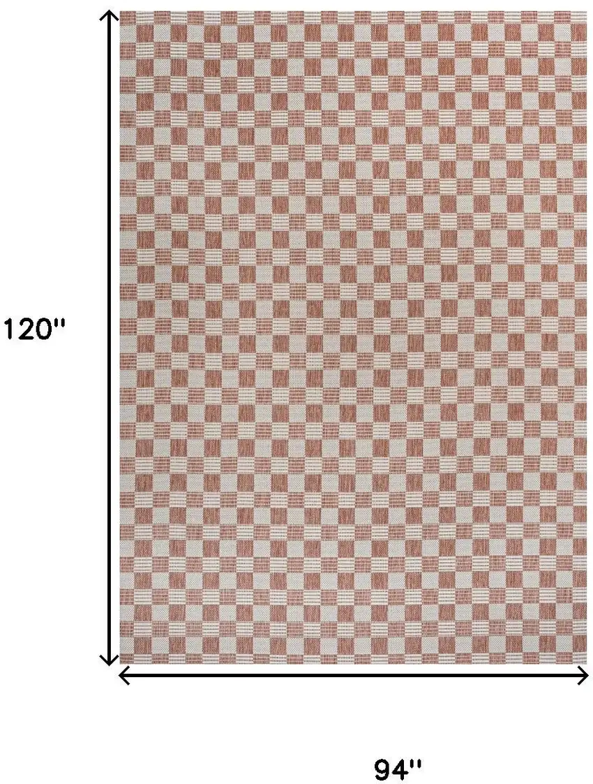 Salmon And Cream Geometric Indoor Outdoor Area Rug Photo 3