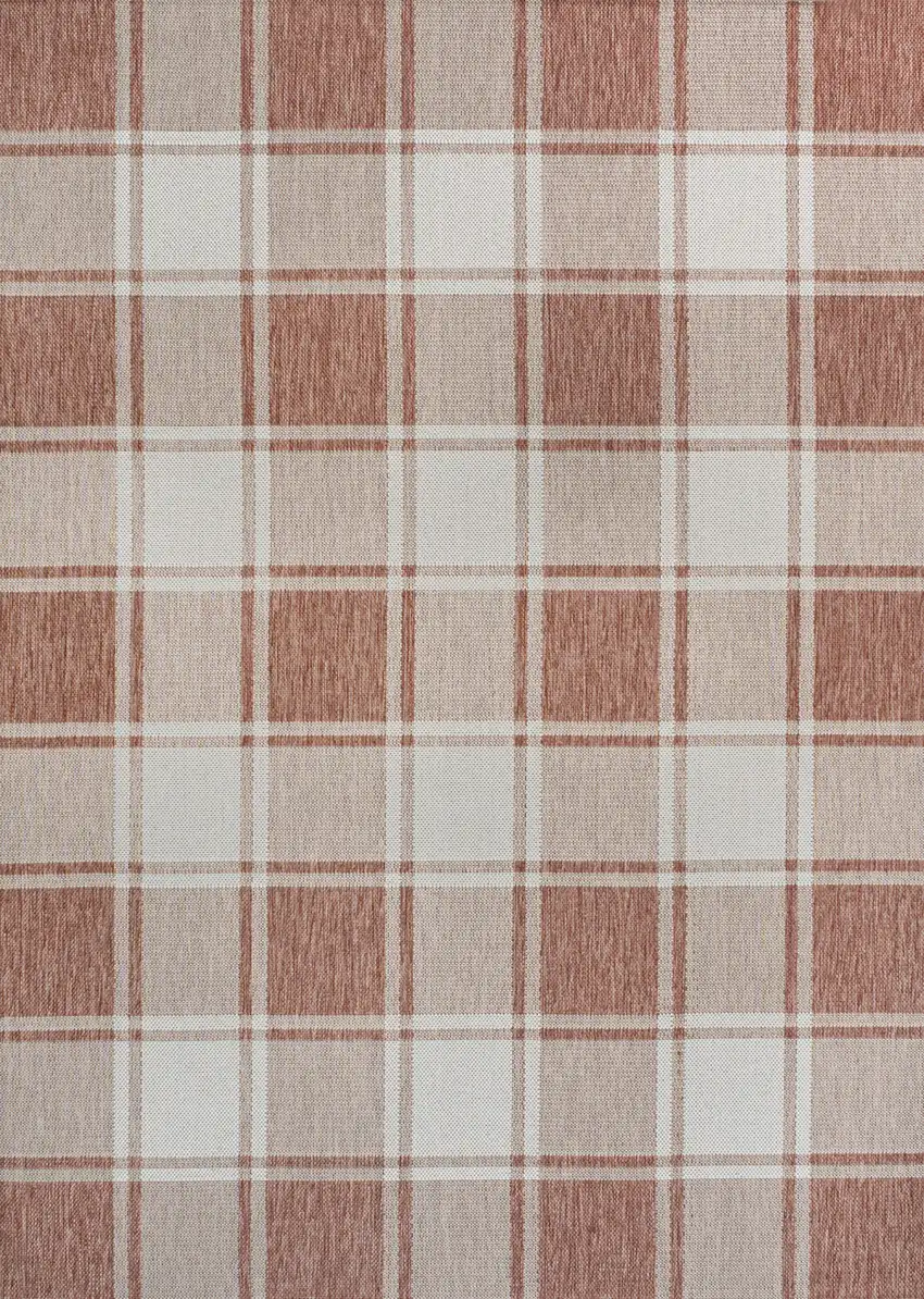 Salmon And Cream Gingham Indoor Outdoor Area Rug Photo 1