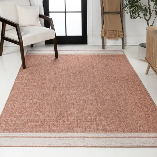 Salmon And Cream Indoor Outdoor Area Rug Photo 6
