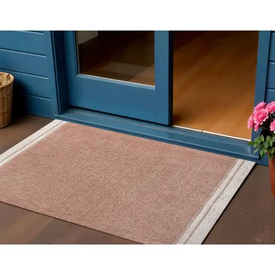 Salmon And Cream Indoor Outdoor Area Rug Photo 1
