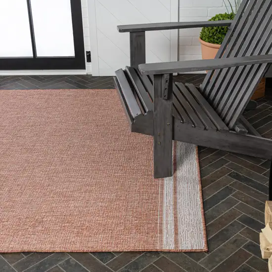 Salmon And Cream Indoor Outdoor Area Rug Photo 9