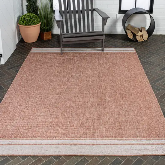 Salmon And Cream Indoor Outdoor Area Rug Photo 9