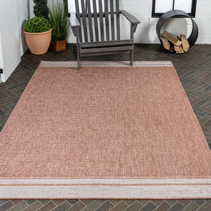 Salmon And Cream Indoor Outdoor Area Rug Photo 9