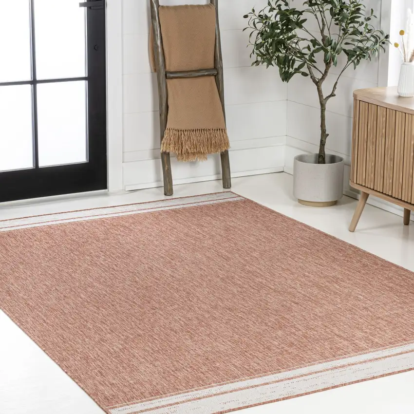 Salmon And Cream Indoor Outdoor Area Rug Photo 7