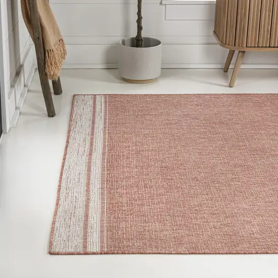 Salmon And Cream Indoor Outdoor Area Rug Photo 5
