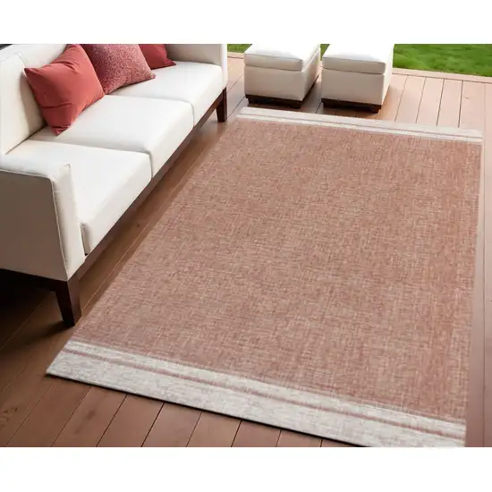 Salmon And Cream Indoor Outdoor Area Rug Photo 1