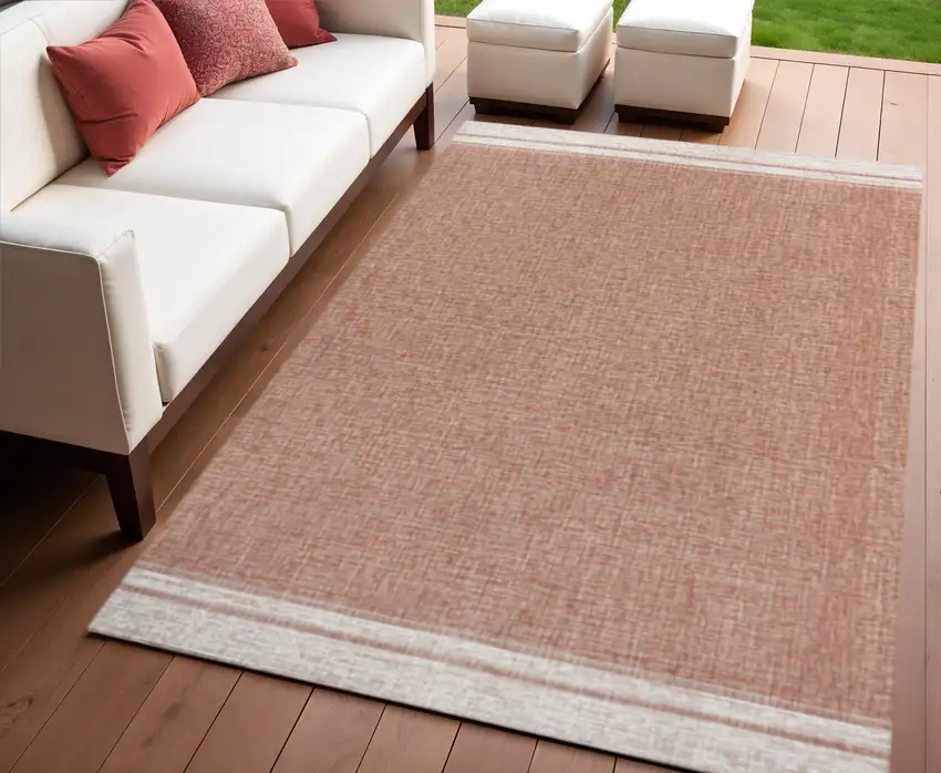 Salmon And Cream Indoor Outdoor Area Rug Photo 1