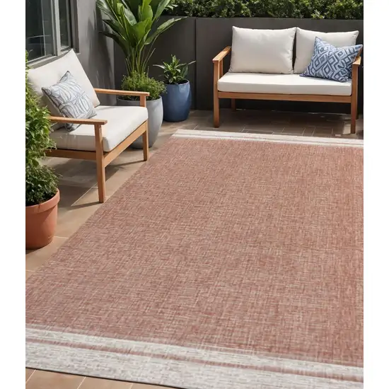 Salmon And Cream Indoor Outdoor Area Rug Photo 1