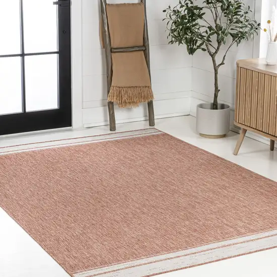 Salmon And Cream Indoor Outdoor Area Rug Photo 8