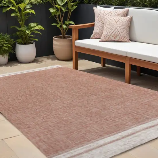 Salmon And Cream Indoor Outdoor Area Rug Photo 1