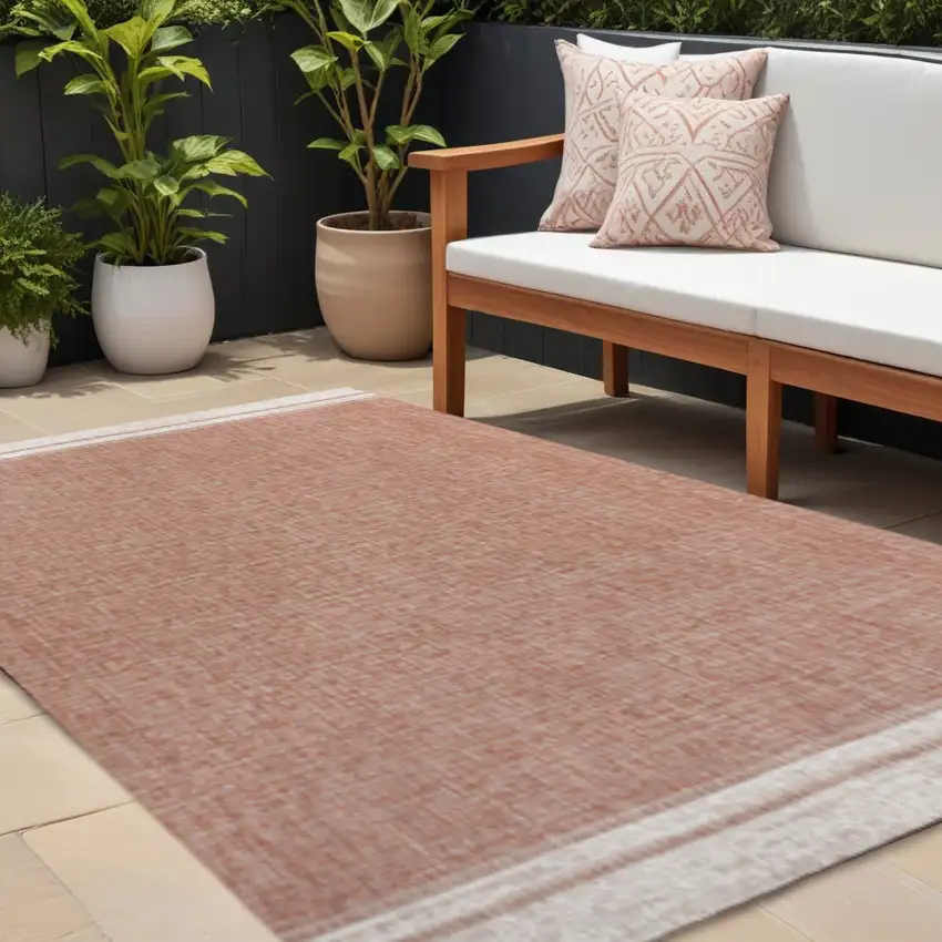 Salmon And Cream Indoor Outdoor Area Rug Photo 1