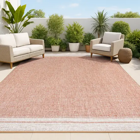 Salmon And Cream Indoor Outdoor Area Rug Photo 3