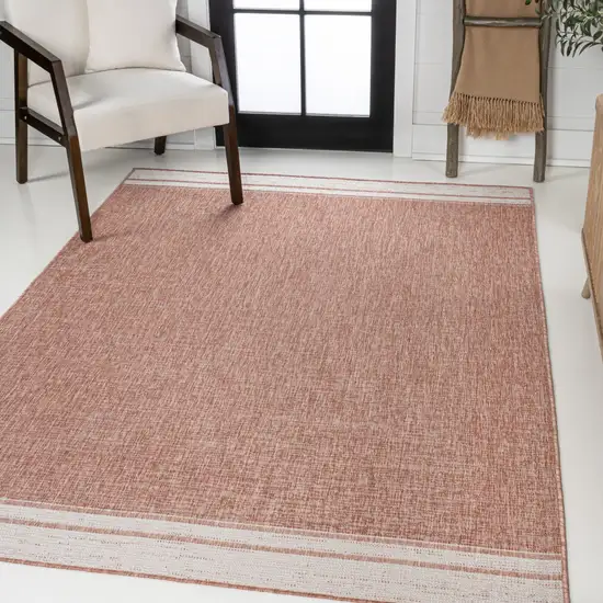 Salmon And Cream Indoor Outdoor Area Rug Photo 4