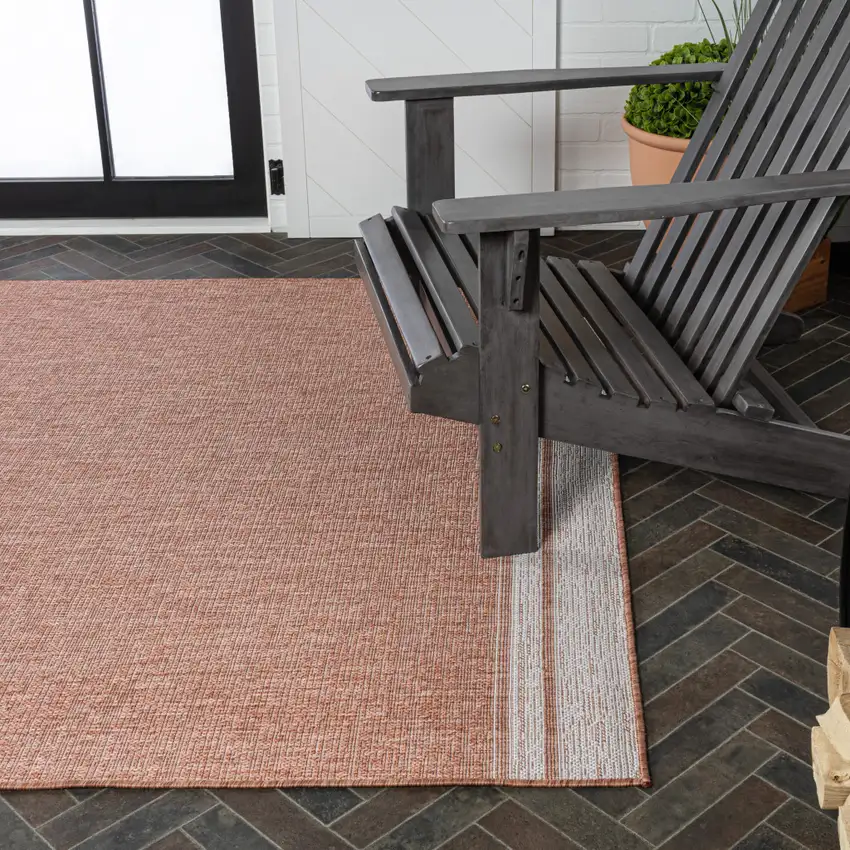 Salmon And Cream Indoor Outdoor Area Rug Photo 8