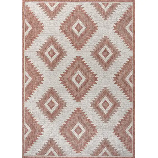 Salmon And Cream Moroccan Indoor Outdoor Area Rug Photo 3