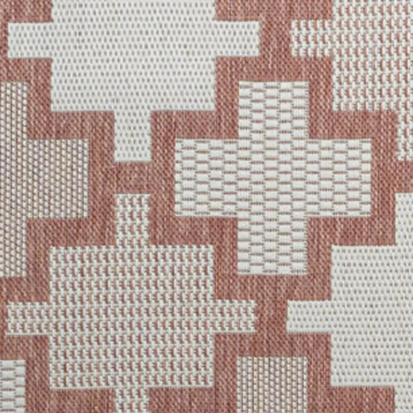 Salmon And Cream Trellis Indoor Outdoor Area Rug Photo 3