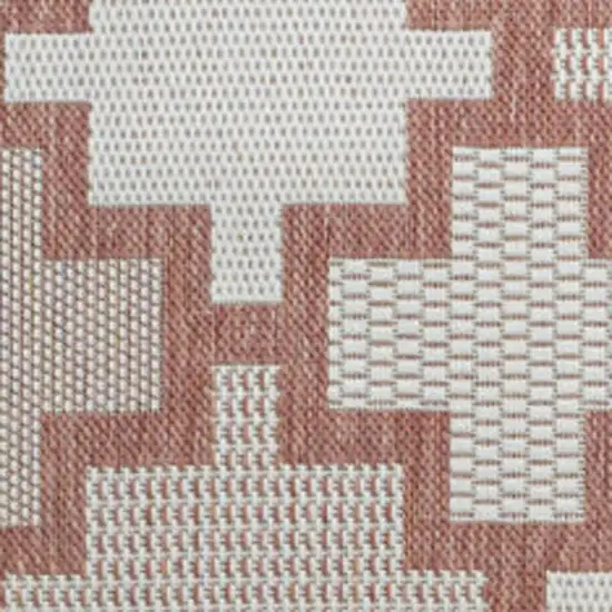 Salmon And Cream Trellis Indoor Outdoor Area Rug Photo 2