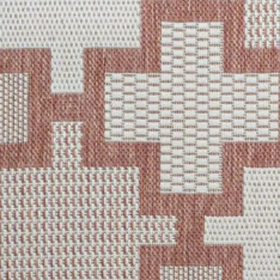 Salmon And Cream Trellis Indoor Outdoor Area Rug Photo 2