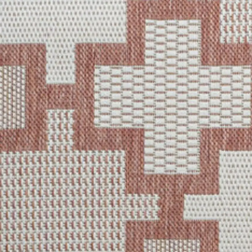 Salmon And Cream Trellis Indoor Outdoor Area Rug Photo 2