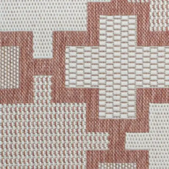 Salmon And Cream Trellis Indoor Outdoor Area Rug Photo 2