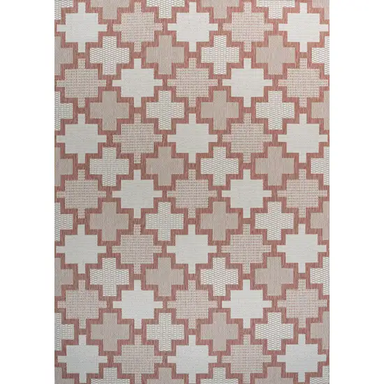 Salmon And Cream Trellis Indoor Outdoor Area Rug Photo 1