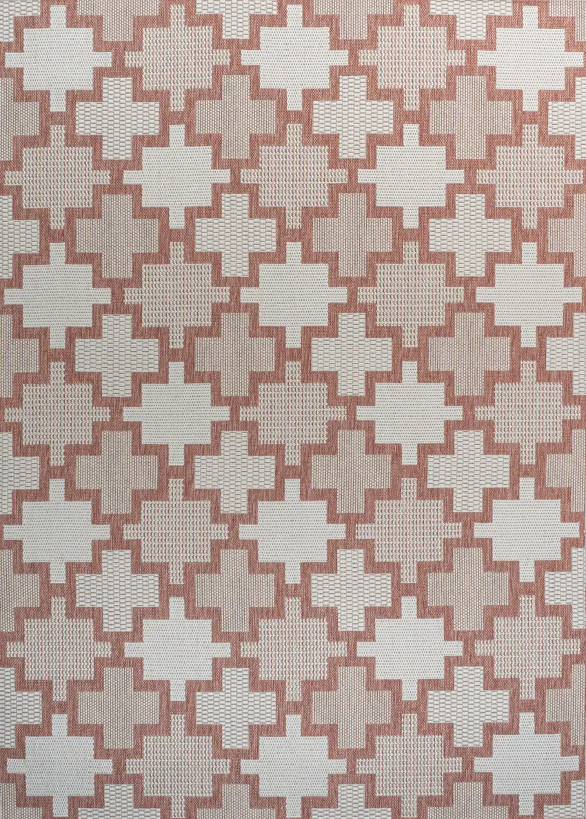 Salmon And Cream Trellis Indoor Outdoor Area Rug Photo 1