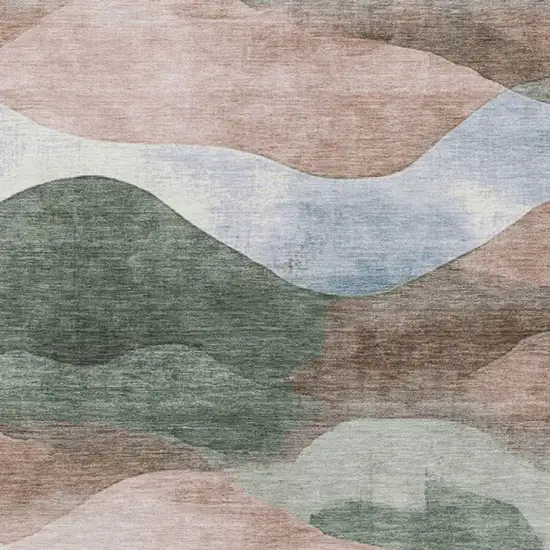 Salmon And Emerald Abstract Washable Indoor Outdoor Area Rug Photo 9