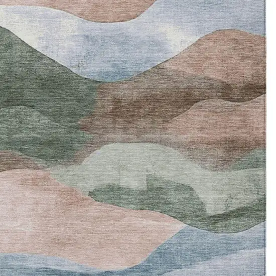 Salmon And Emerald Abstract Washable Indoor Outdoor Area Rug Photo 9
