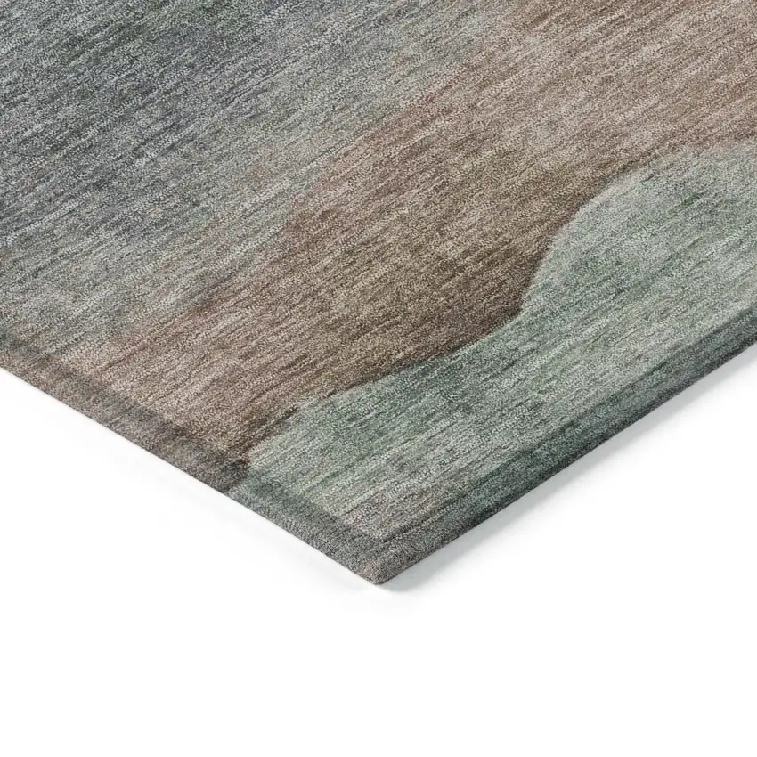 Salmon And Emerald Abstract Washable Indoor Outdoor Area Rug Photo 8