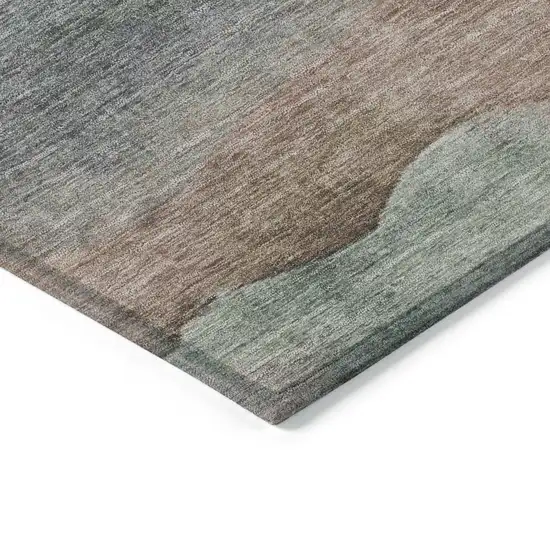 Salmon And Emerald Abstract Washable Indoor Outdoor Area Rug Photo 8