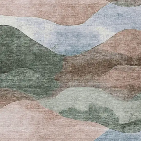 Salmon And Emerald Abstract Washable Indoor Outdoor Area Rug Photo 9