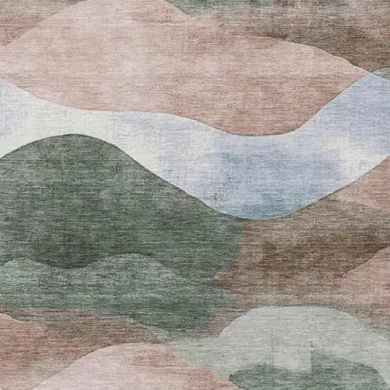 Salmon And Emerald Abstract Washable Indoor Outdoor Area Rug Photo 9