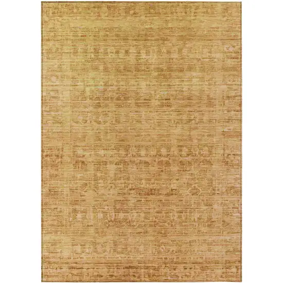 Salmon And Gold Abstract Washable Indoor Outdoor Area Rug Photo 1