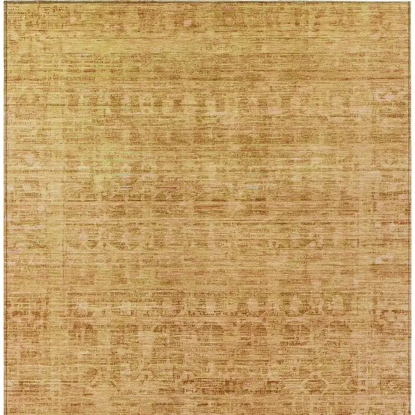 Salmon And Gold Abstract Washable Indoor Outdoor Area Rug Photo 4