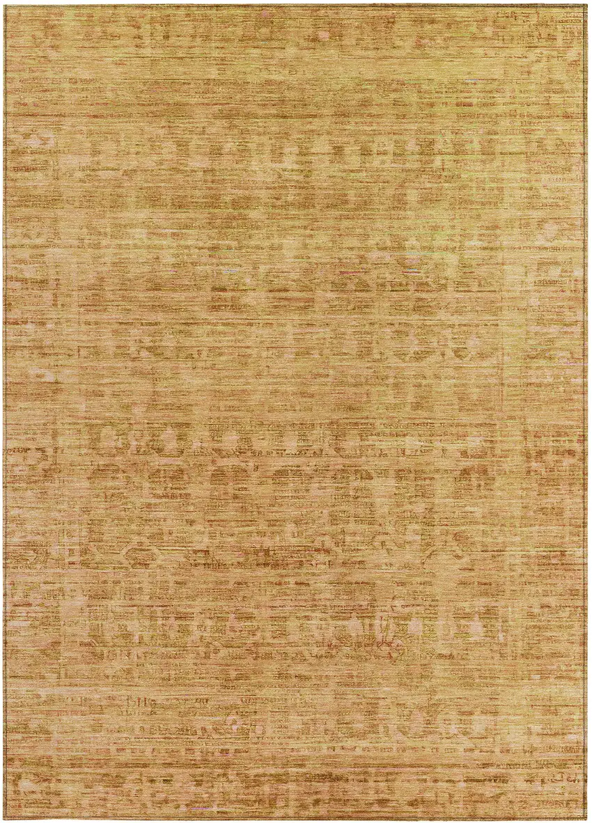 Salmon And Gold Abstract Washable Indoor Outdoor Area Rug Photo 3