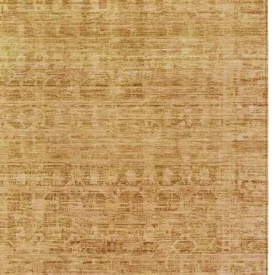 Salmon And Gold Abstract Washable Indoor Outdoor Area Rug Photo 4