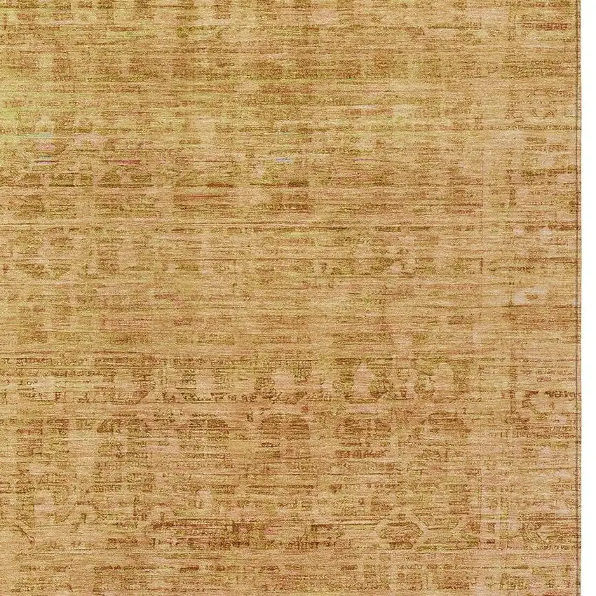 Salmon And Gold Abstract Washable Indoor Outdoor Area Rug Photo 4