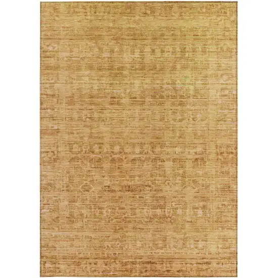 Salmon And Gold Abstract Washable Indoor Outdoor Area Rug Photo 3