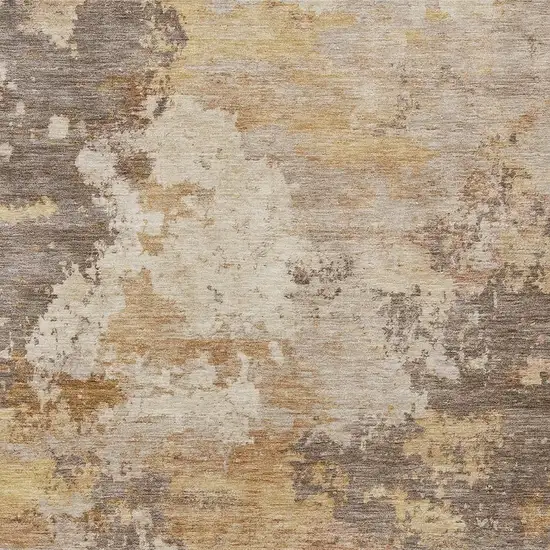 Salmon And Gold Abstract Washable Indoor Outdoor Area Rug Photo 2