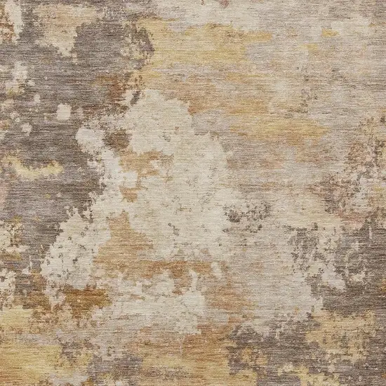 Salmon And Gold Abstract Washable Indoor Outdoor Area Rug Photo 2