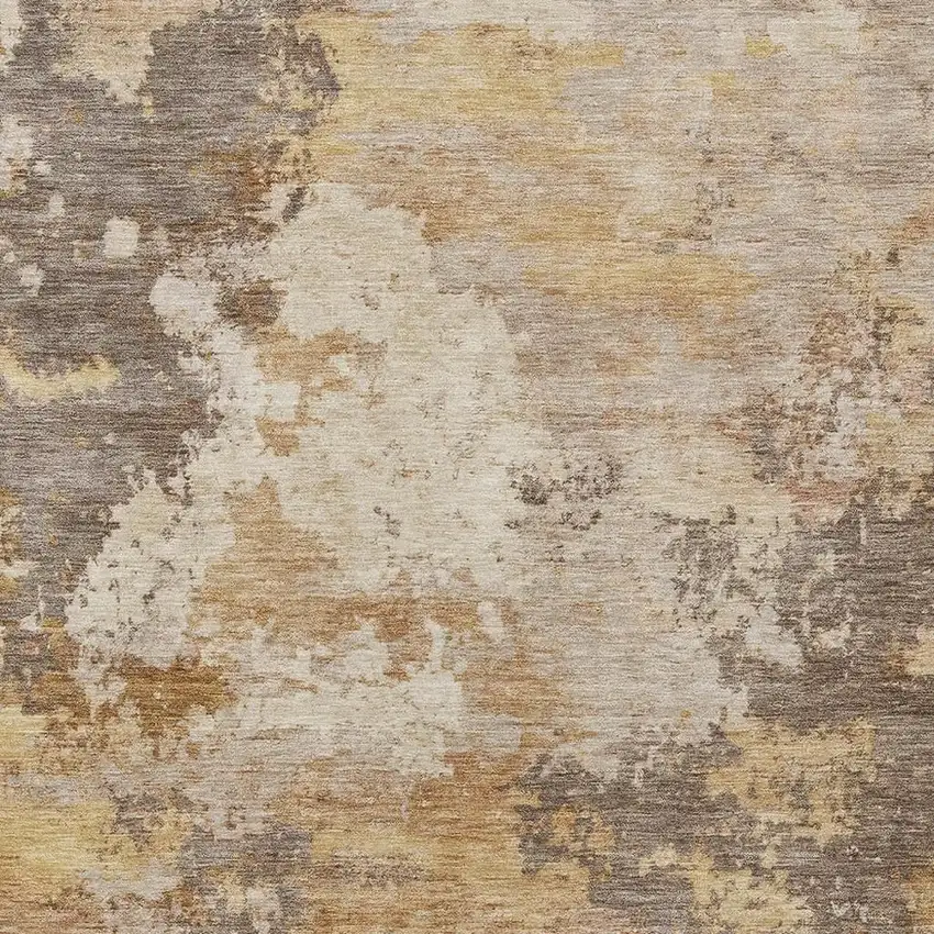 Salmon And Gold Abstract Washable Indoor Outdoor Area Rug Photo 2